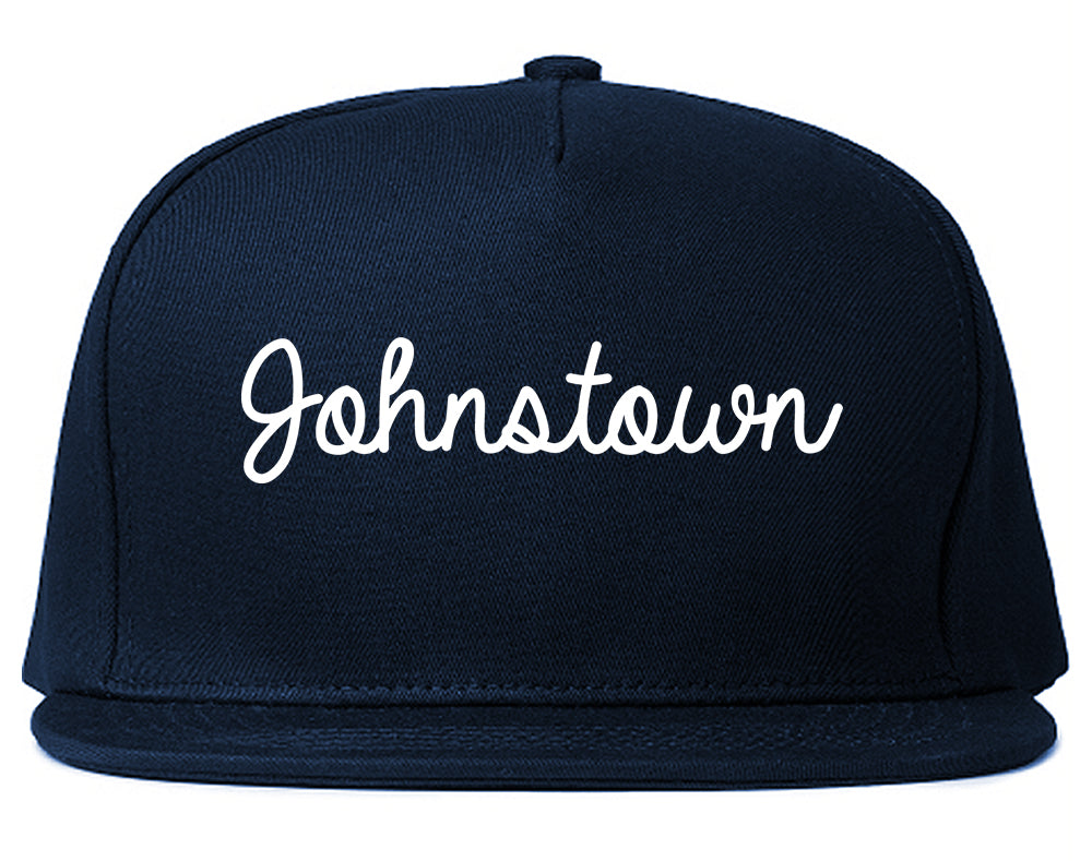 Johnstown New York NY Script Mens Snapback Hat Navy Blue