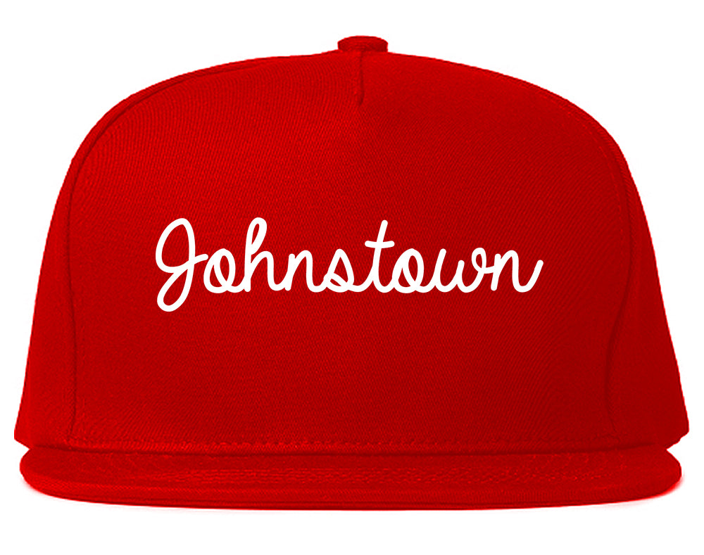 Johnstown New York NY Script Mens Snapback Hat Red