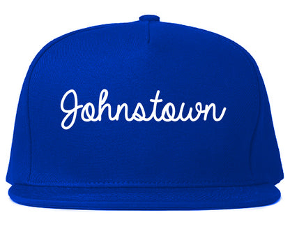 Johnstown New York NY Script Mens Snapback Hat Royal Blue