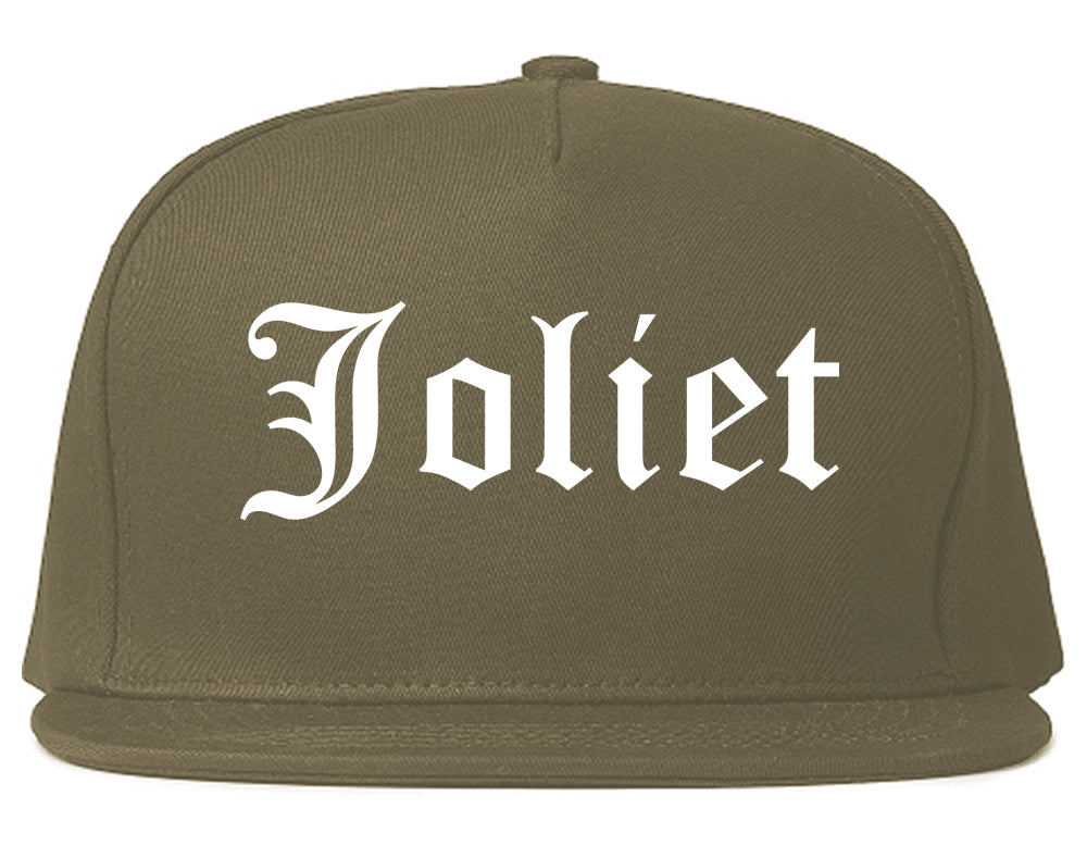 Joliet Illinois IL Old English Mens Snapback Hat Grey