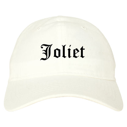 Joliet Illinois IL Old English Mens Dad Hat Baseball Cap White