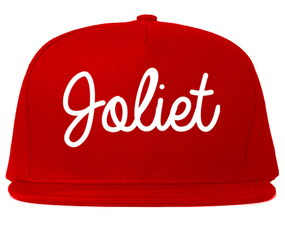 Joliet Illinois IL Script Mens Snapback Hat Red