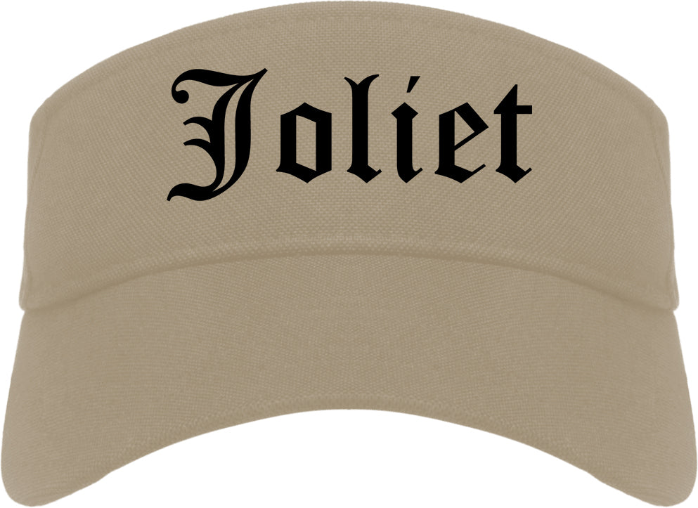 Joliet Illinois IL Old English Mens Visor Cap Hat Khaki