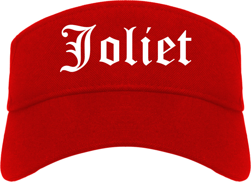 Joliet Illinois IL Old English Mens Visor Cap Hat Red
