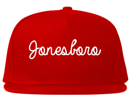 Jonesboro Arkansas AR Script Mens Snapback Hat Red