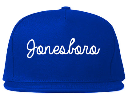 Jonesboro Arkansas AR Script Mens Snapback Hat Royal Blue