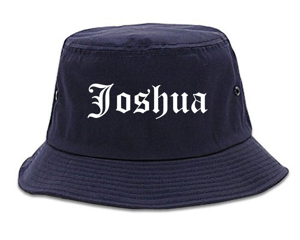 Joshua Texas TX Old English Mens Bucket Hat Navy Blue