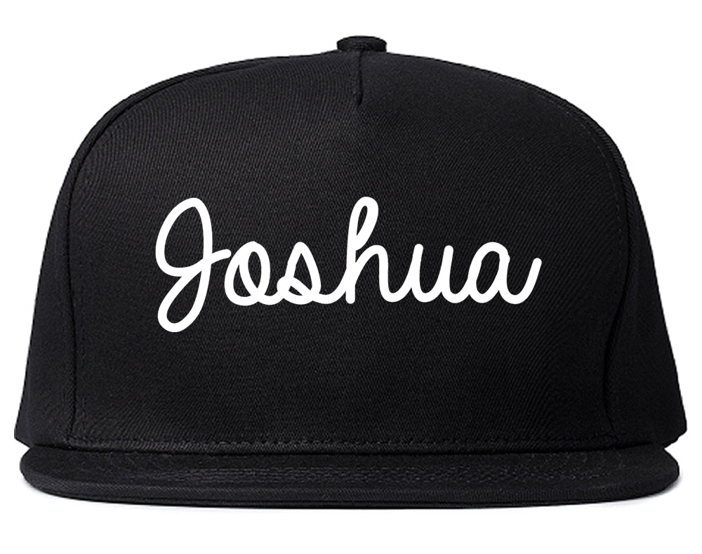 Joshua Texas TX Script Mens Snapback Hat Black