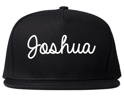 Joshua Texas TX Script Mens Snapback Hat Black
