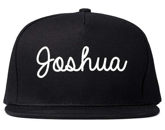 Joshua Texas TX Script Mens Snapback Hat Black