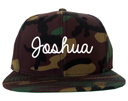 Joshua Texas TX Script Mens Snapback Hat Army Camo