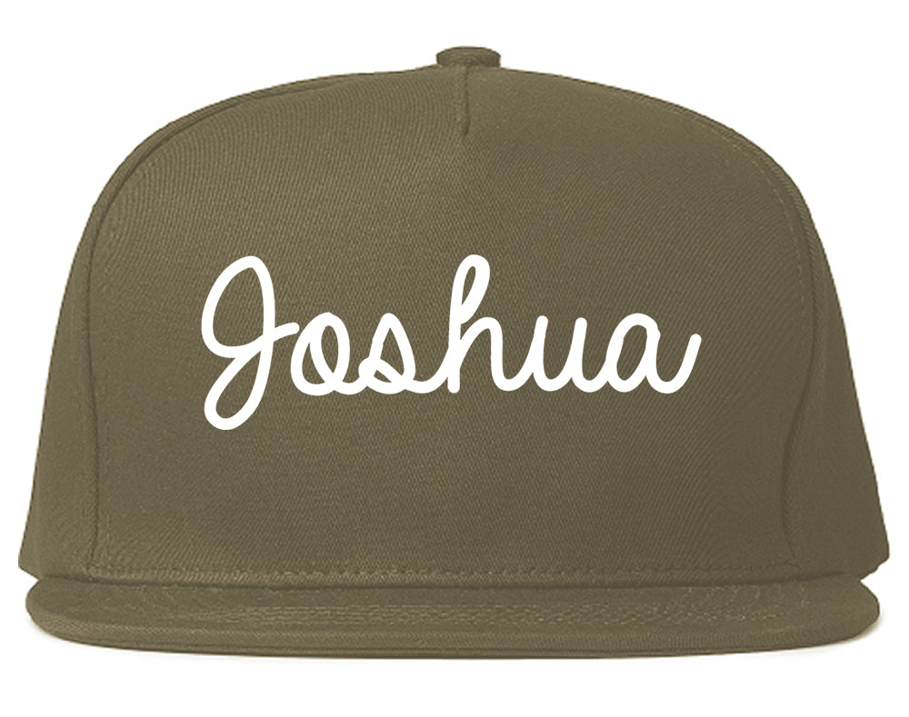 Joshua Texas TX Script Mens Snapback Hat Grey
