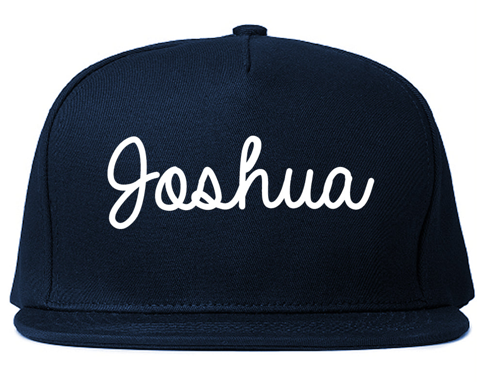 Joshua Texas TX Script Mens Snapback Hat Navy Blue