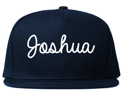 Joshua Texas TX Script Mens Snapback Hat Navy Blue