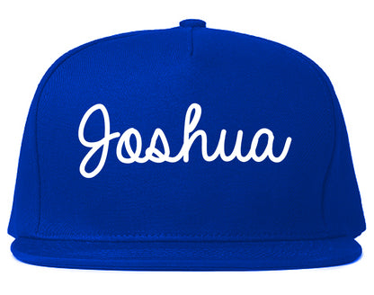 Joshua Texas TX Script Mens Snapback Hat Royal Blue