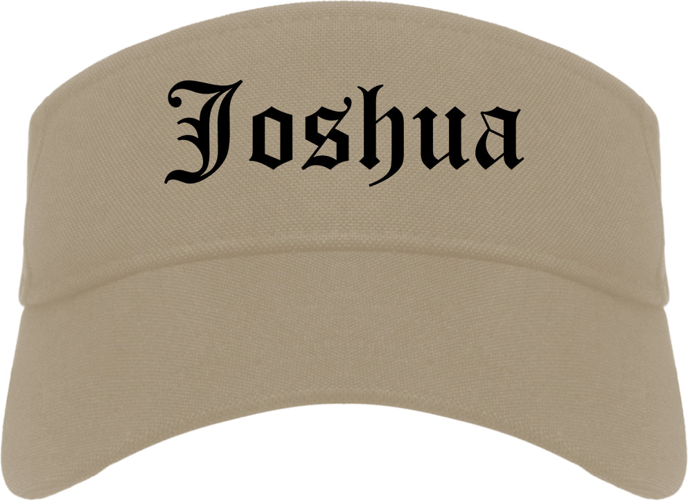 Joshua Texas TX Old English Mens Visor Cap Hat Khaki