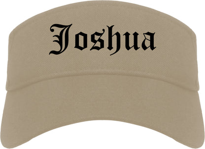Joshua Texas TX Old English Mens Visor Cap Hat Khaki