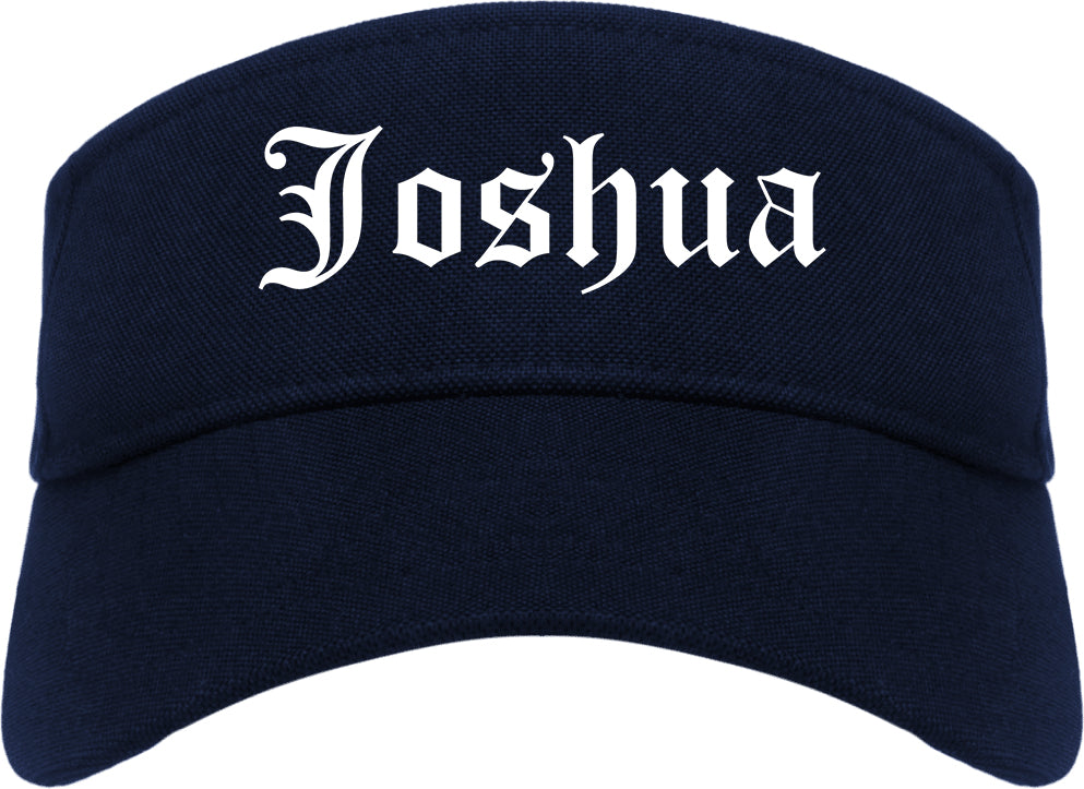 Joshua Texas TX Old English Mens Visor Cap Hat Navy Blue