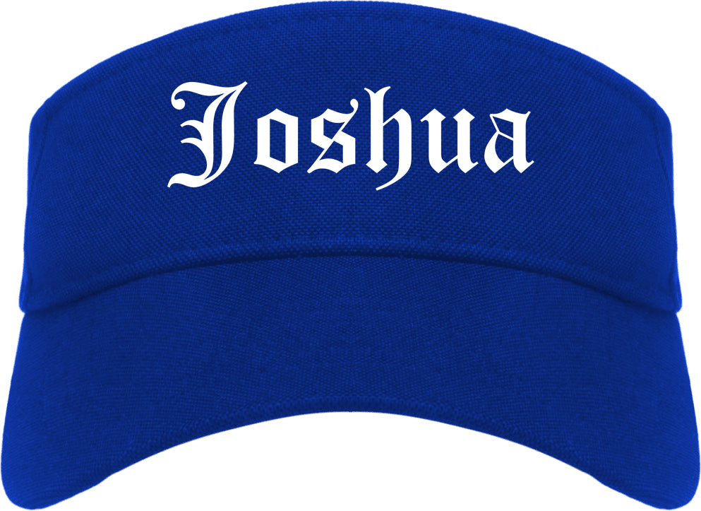 Joshua Texas TX Old English Mens Visor Cap Hat Royal Blue