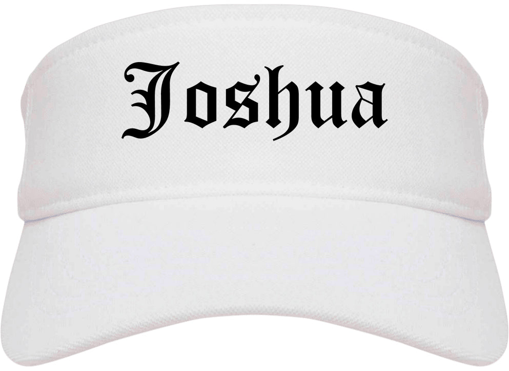 Joshua Texas TX Old English Mens Visor Cap Hat White