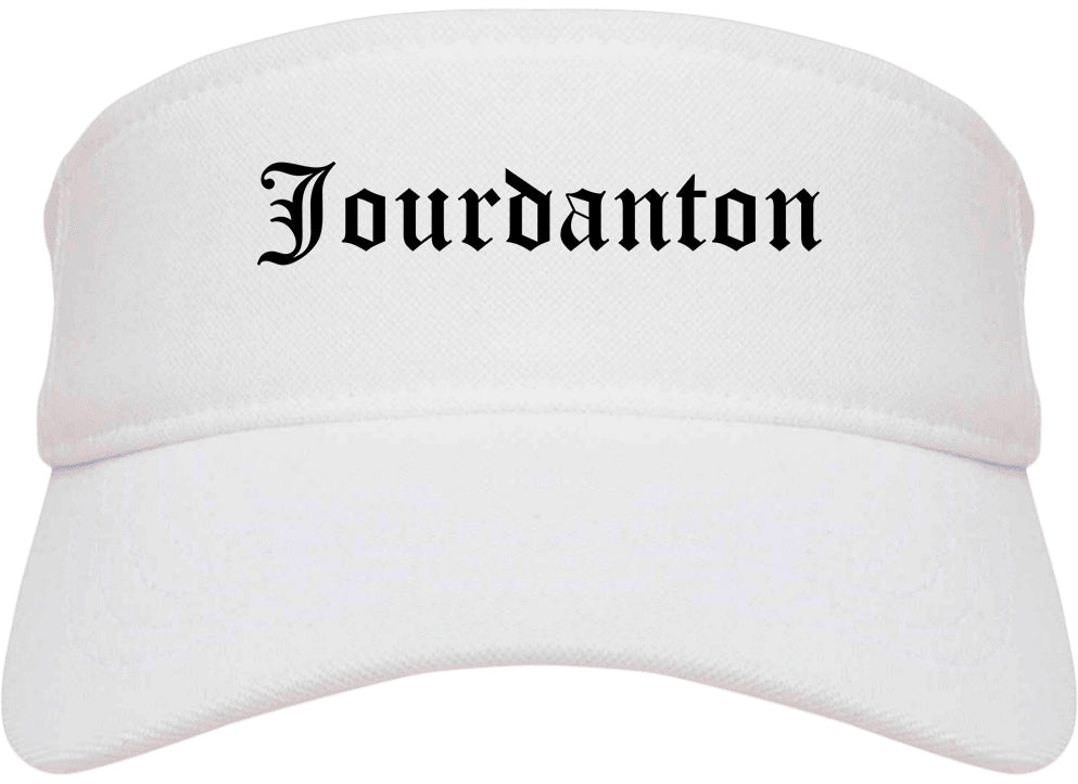 Jourdanton Texas TX Old English Mens Visor Cap Hat White