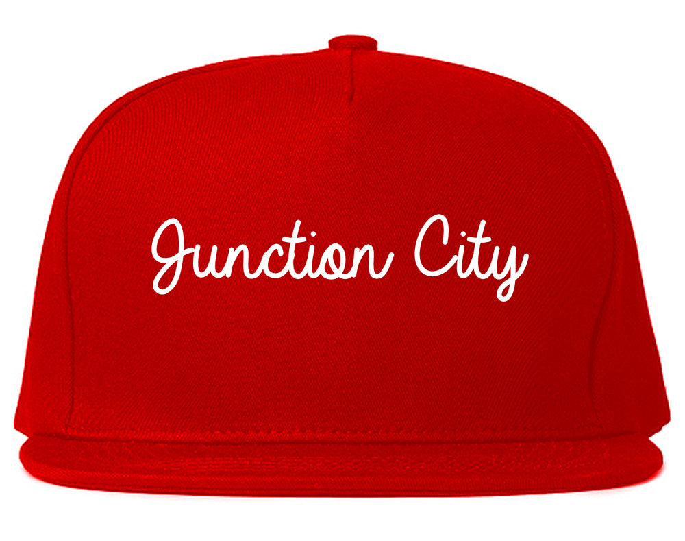 Junction City Kansas KS Script Mens Snapback Hat Red