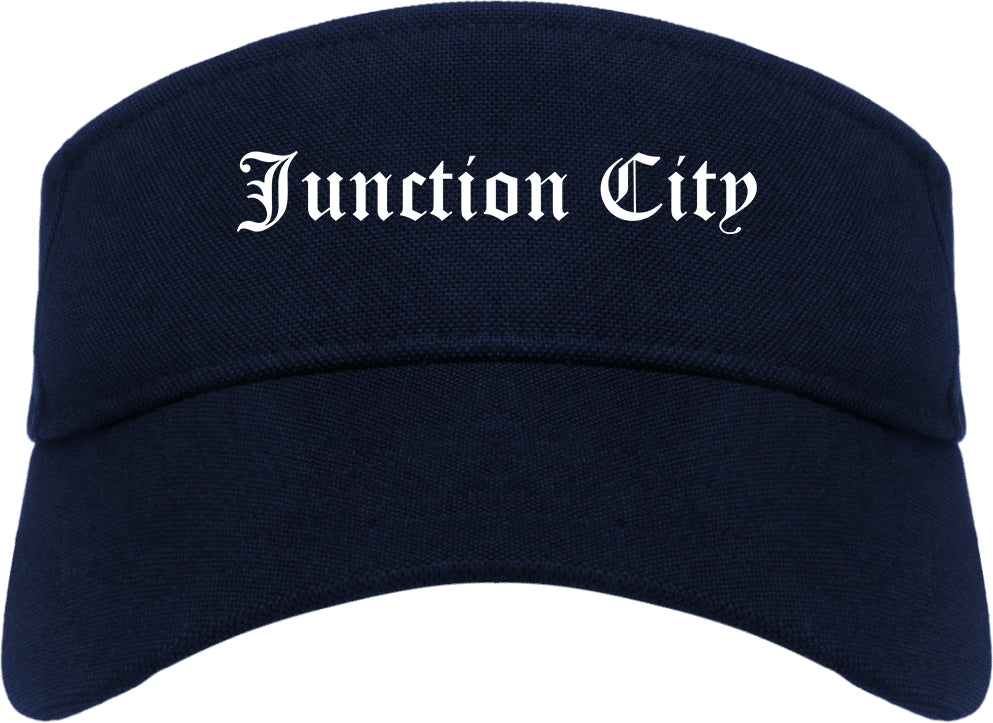 Junction City Kansas KS Old English Mens Visor Cap Hat Navy Blue