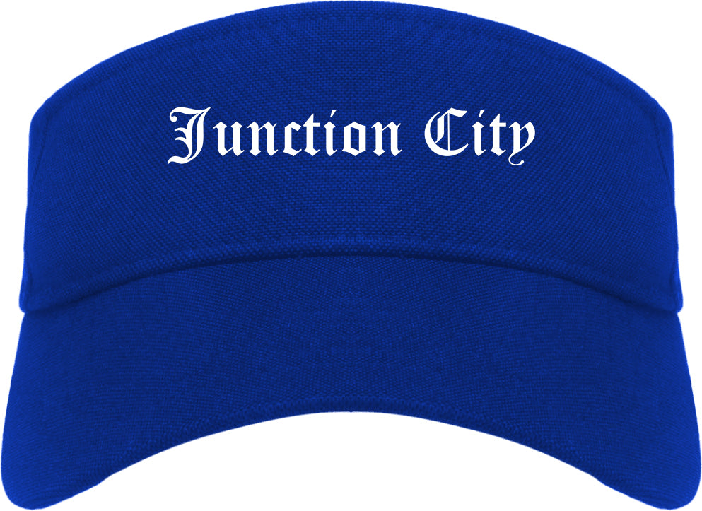 Junction City Kansas KS Old English Mens Visor Cap Hat Royal Blue