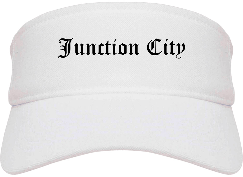 Junction City Kansas KS Old English Mens Visor Cap Hat White