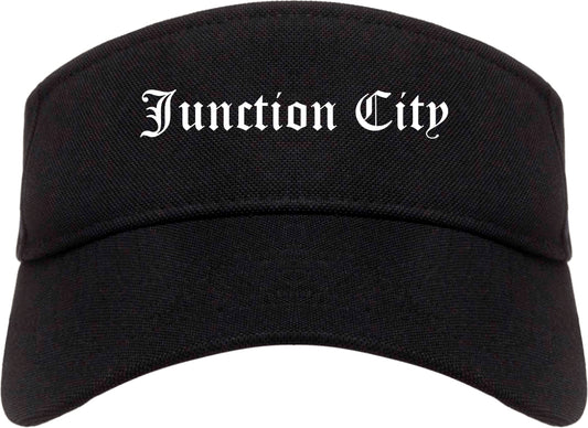 Junction City Oregon OR Old English Mens Visor Cap Hat Black