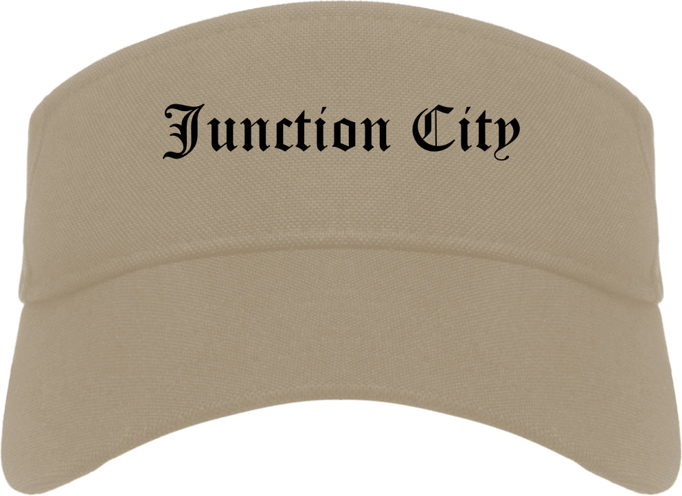 Junction City Oregon OR Old English Mens Visor Cap Hat Khaki