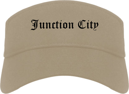 Junction City Oregon OR Old English Mens Visor Cap Hat Khaki