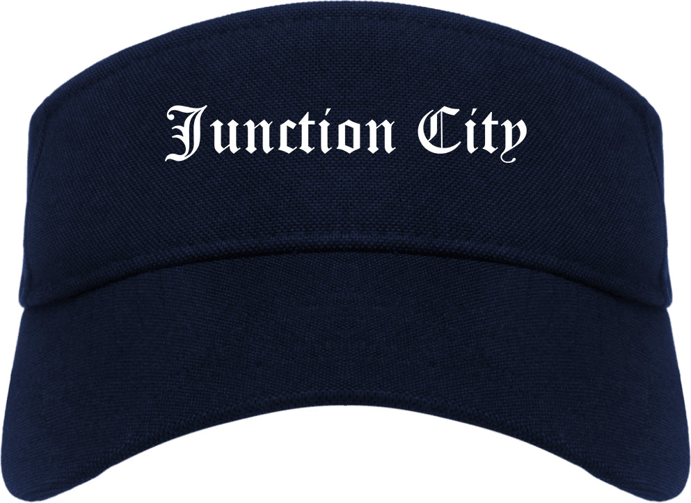 Junction City Oregon OR Old English Mens Visor Cap Hat Navy Blue