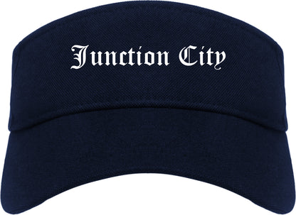 Junction City Oregon OR Old English Mens Visor Cap Hat Navy Blue