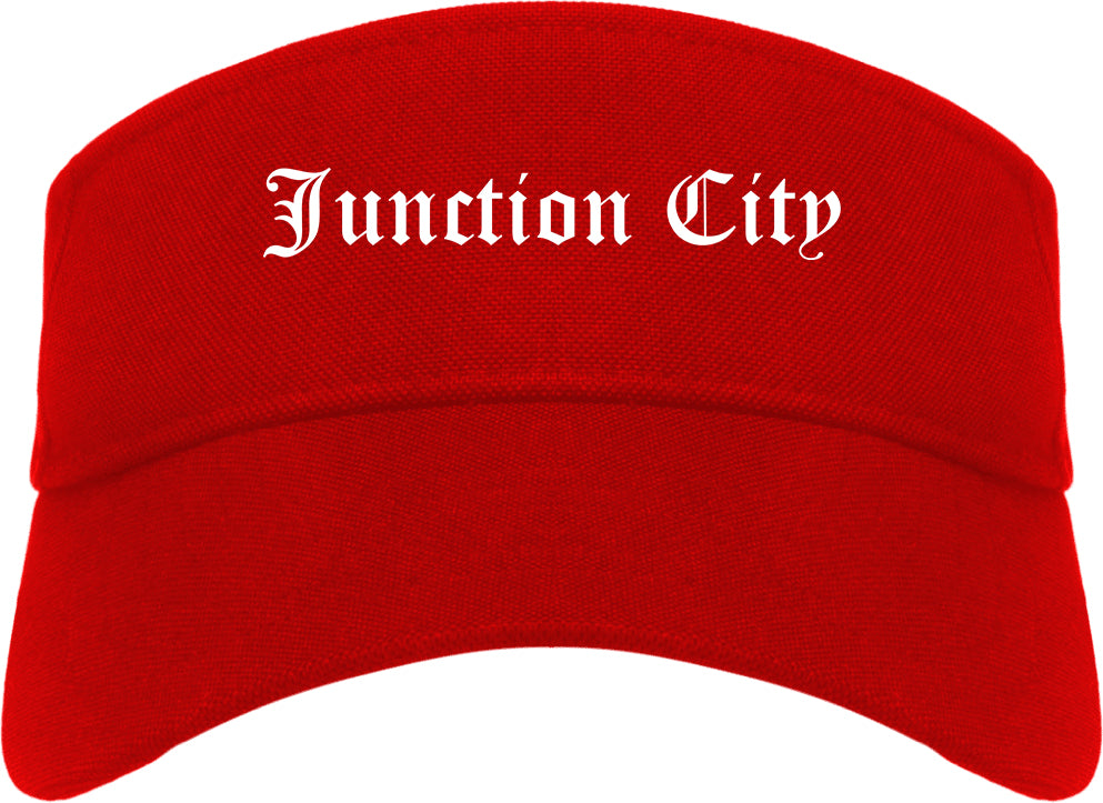 Junction City Oregon OR Old English Mens Visor Cap Hat Red