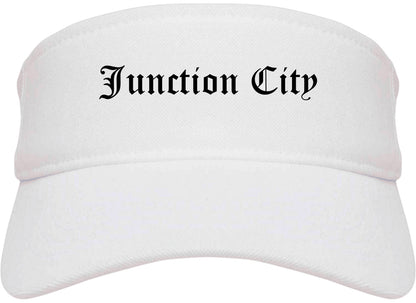 Junction City Oregon OR Old English Mens Visor Cap Hat White