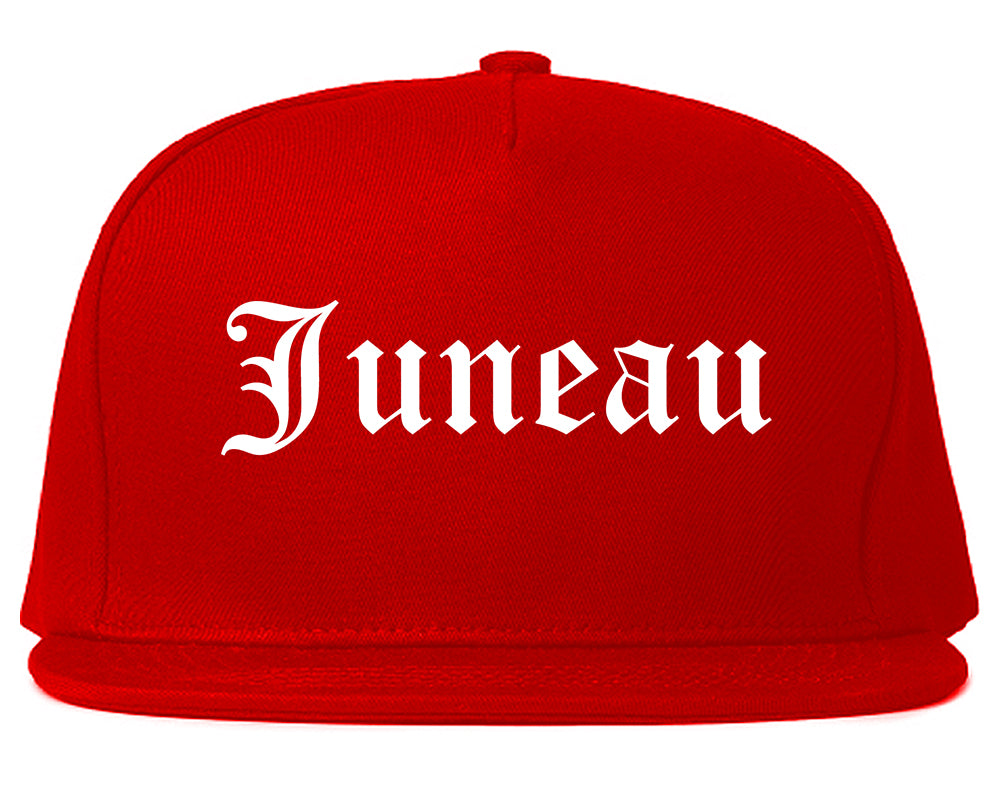 Juneau Alaska AK Old English Mens Snapback Hat Red