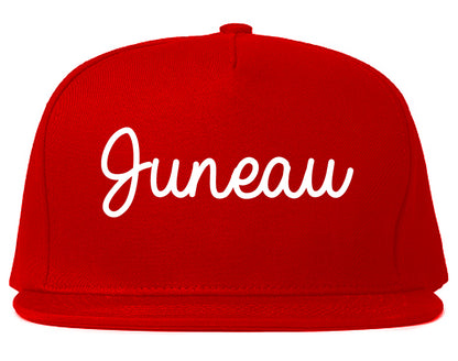 Juneau Alaska AK Script Mens Snapback Hat Red