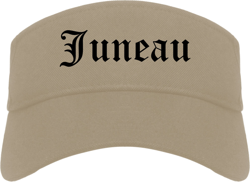 Juneau Alaska AK Old English Mens Visor Cap Hat Khaki