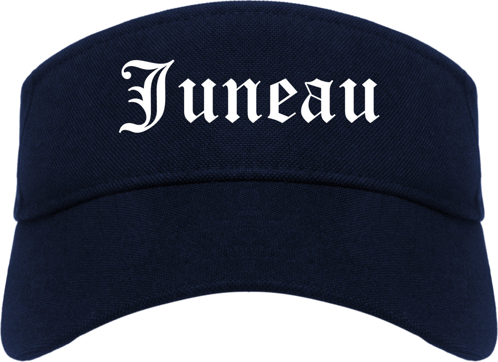 Juneau Alaska AK Old English Mens Visor Cap Hat Navy Blue