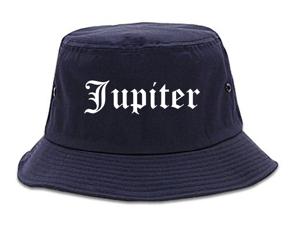 Jupiter Florida FL Old English Mens Bucket Hat Navy Blue