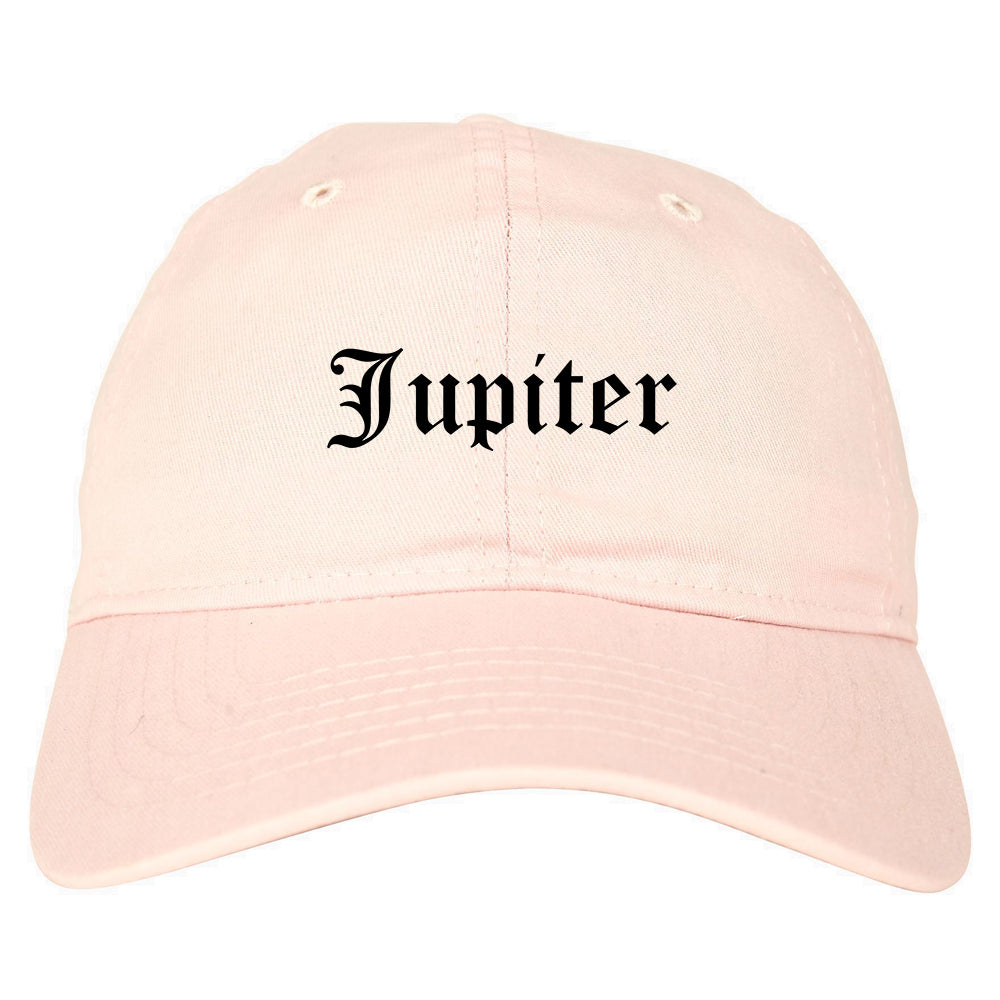 Jupiter Florida FL Old English Mens Dad Hat Baseball Cap Pink
