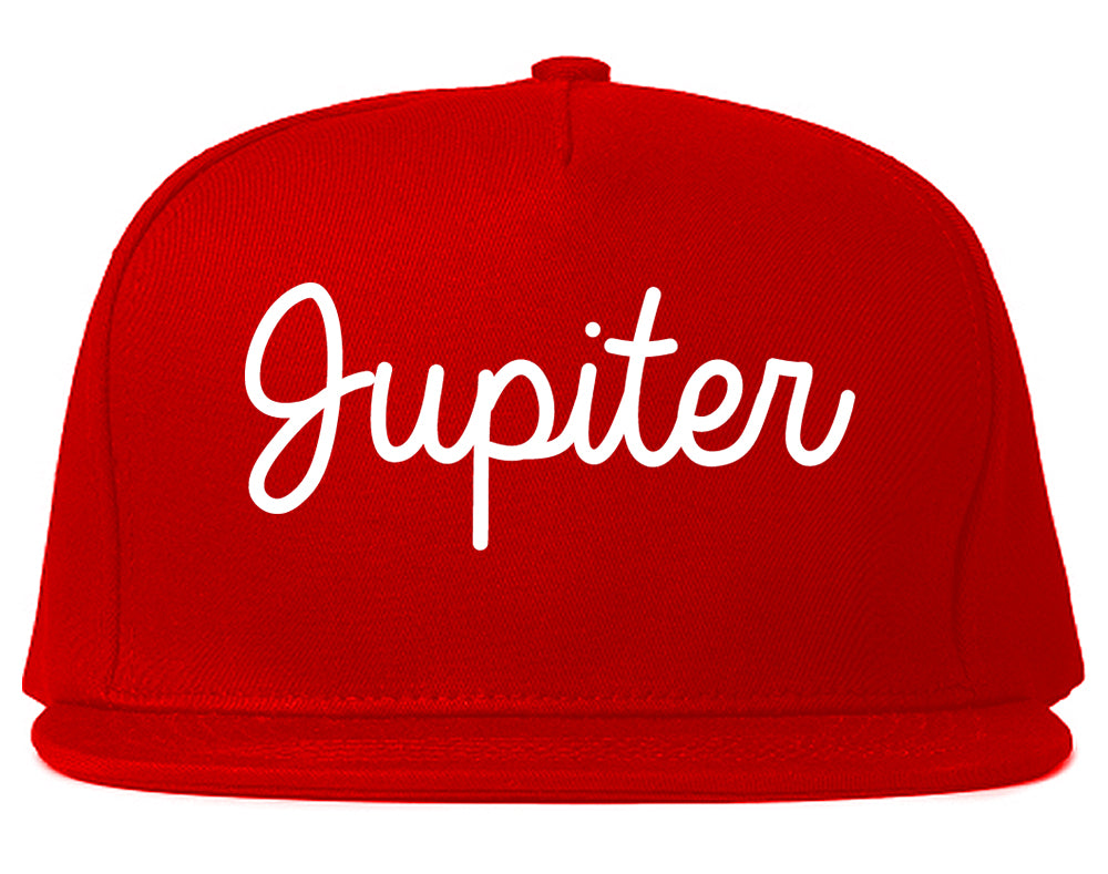 Jupiter Florida FL Script Mens Snapback Hat Red