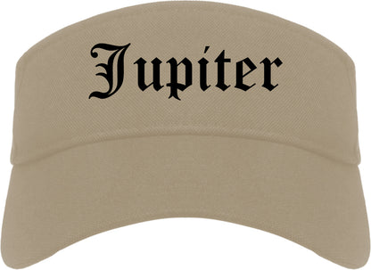 Jupiter Florida FL Old English Mens Visor Cap Hat Khaki