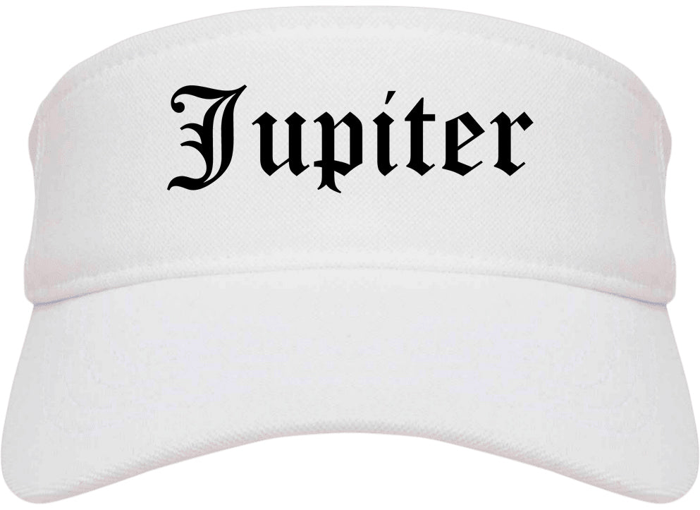 Jupiter Florida FL Old English Mens Visor Cap Hat White