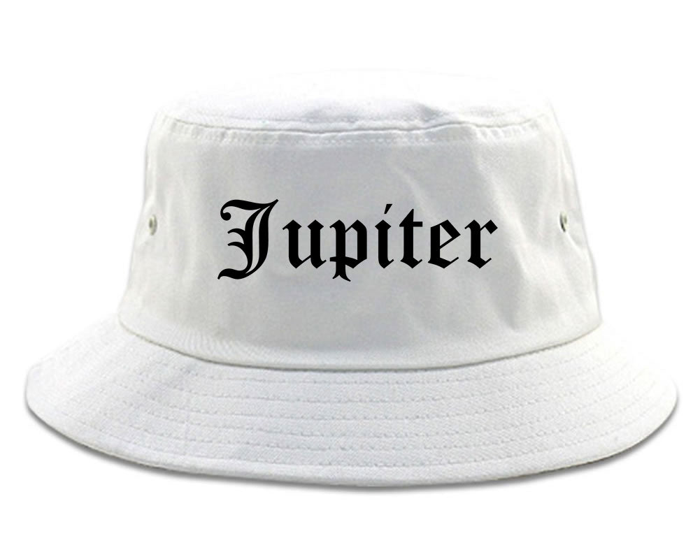 Jupiter Florida FL Old English Mens Bucket Hat White