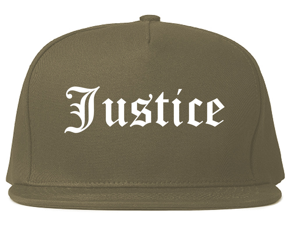 Justice Illinois IL Old English Mens Snapback Hat Grey