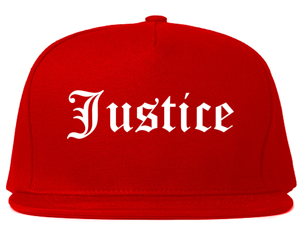 Justice Illinois IL Old English Mens Snapback Hat Red