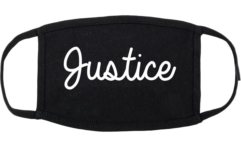 Justice Illinois IL Script Cotton Face Mask Black