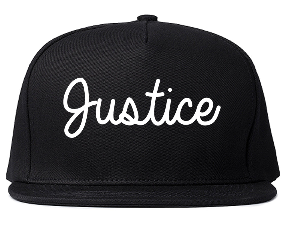 Justice Illinois IL Script Mens Snapback Hat Black